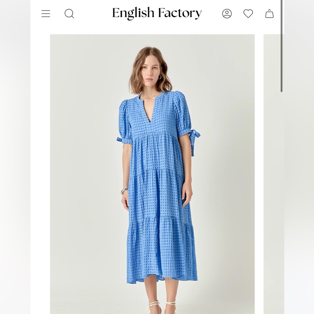 English Factory Gingham tiered midi dress